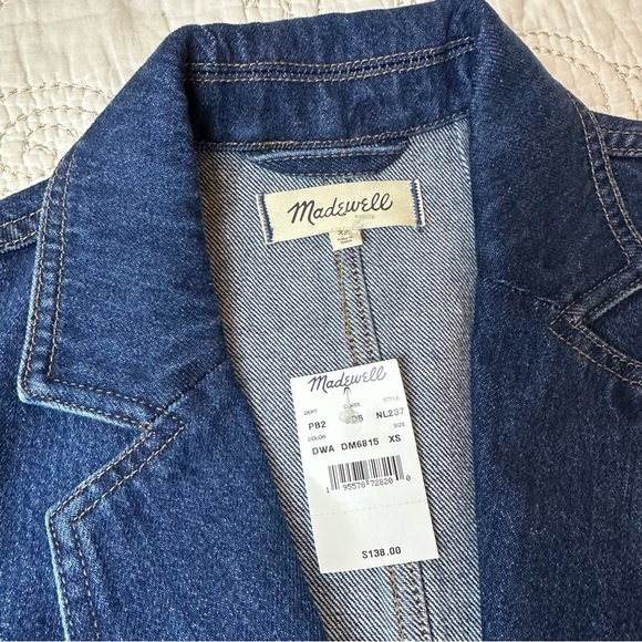 NWT Madewell blue denim 100% cotton blazer/jacket - Picture 4 of 6